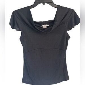 Espresso Black Draped Neck Blouse